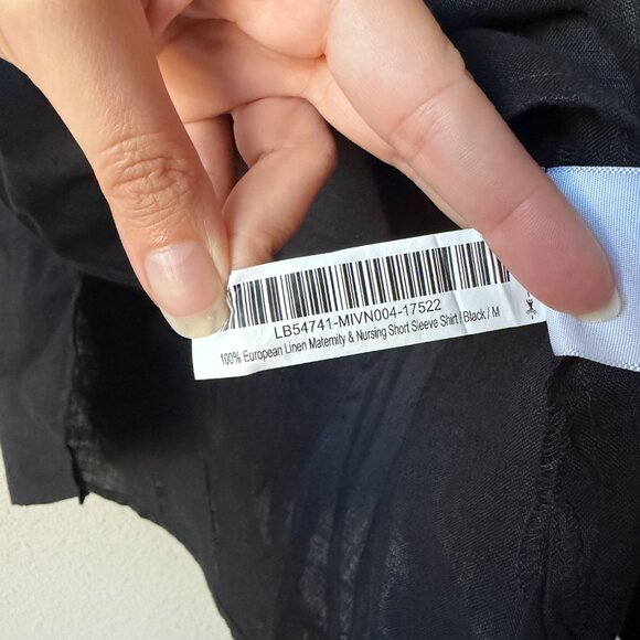 NWT Quince Black Linen Maternity Short Sleeve Shirt Size M - Picture 6 of 6